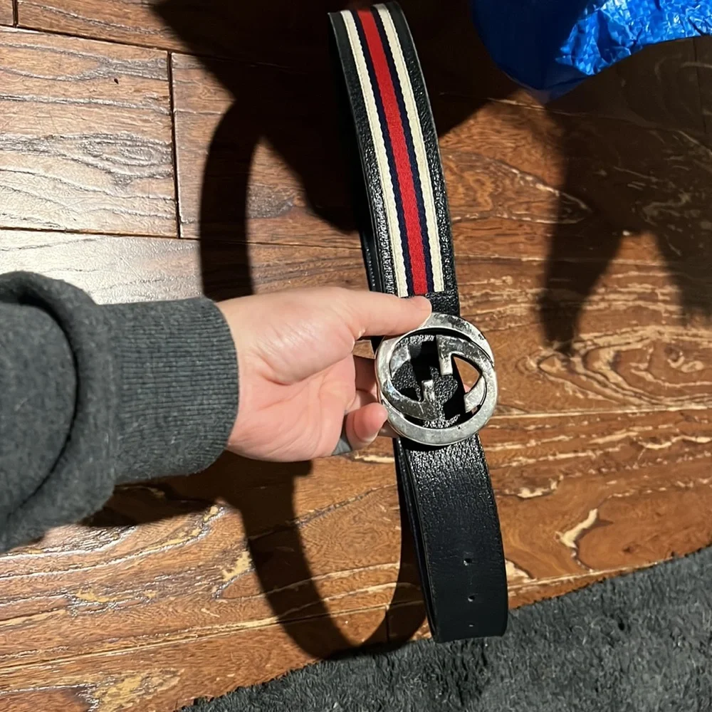 Gucci web accent belt measurements in photos
